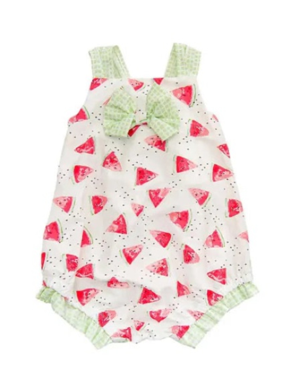 Haute Baby | Mia’s Melons - Bubble Romper with Green Bow